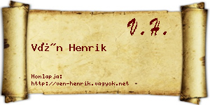 Vén Henrik névjegykártya